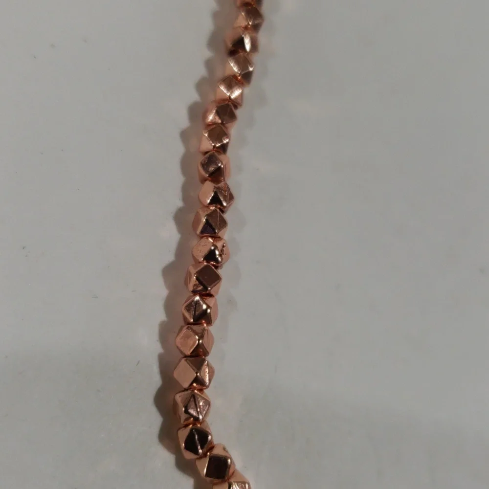 Rose Gold tone Beaded Necklace w/ Pink Cord American Eagle, Trendy Boho Jewelry